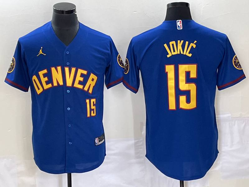 Nike 2023 Men Denver Nuggets #15 Nikola Jokic Blue NBA Jersey->denver nuggets->NBA Jersey
